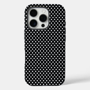 Coque iPhone 16 Pro Noir avec pois blancs