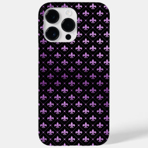 COQUE Case-Mate iPhone NOIR AVEC PURPLE FLEUR DI LIS MOTIF