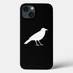Coque Case-Mate iPhone Noir avec un Corbeau Blanc.