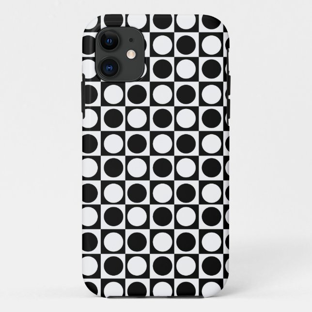 Coques Case-Mate iPhone Noir blanc À damiers Pois (Dos)