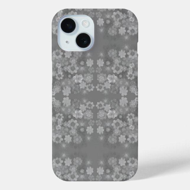Coques Case-Mate iPhone Noir blanc gris rétro Motif d'aquarelle florale (Verso)