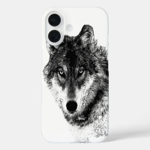 Coque Pour iPhone 16 Noir Blanc Inspiration Wolf Eyes