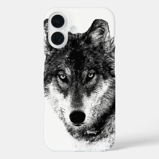 Coque Pour iPhone 16 Noir Blanc Inspiration Wolf Eyes