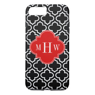 Coque iPhone 8 Plus/7 Plus Noir Blanc Marocain #6 Rouge 3 Monogramme initial