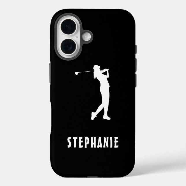 Coques Case-Mate iPhone Noir Blanc Nom Femme Joueuse Golf Golfing Golfing (Verso)