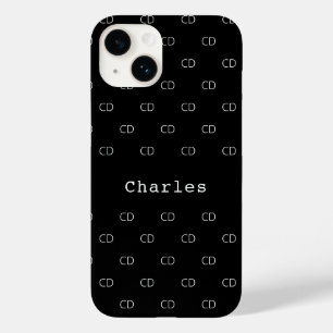 Coque Case-Mate iPhone Noir blanc nom monogramme initiales minimaliste