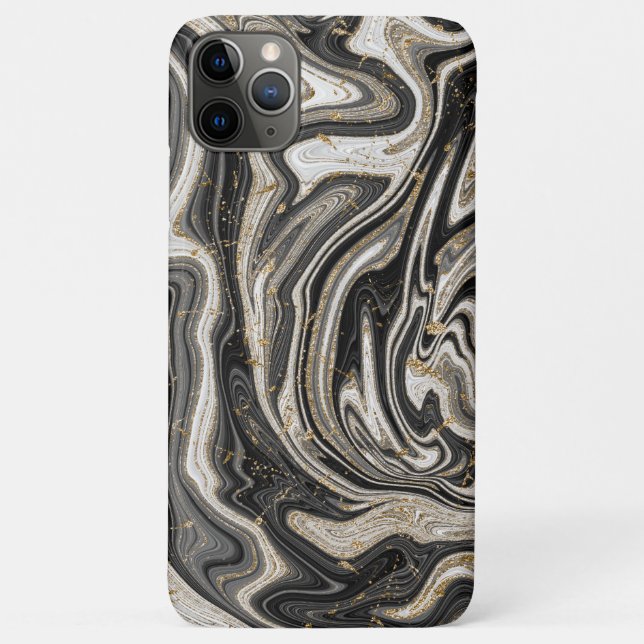 Coques Case-Mate iPhone Noir Blanc & Or Chic Tourbillon Moderne Abstrait (Dos)