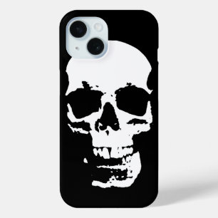Coque Pour iPhone 15 Noir & Blanc Pop Art Crâne Cool élégant