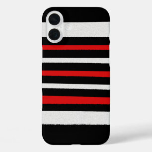 Coque Pour iPhone 16 Plus Noir Blanc Rouge Cool Motifs simples