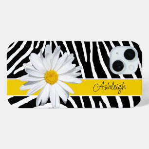 Coque Case-Mate iPhone Noir, Blanc Zèbre Imprimer, Fleur Faisée
