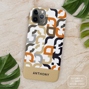 Coque Case-Mate iPhone Noir Brown Beige Orange Midsiècle Art Motif