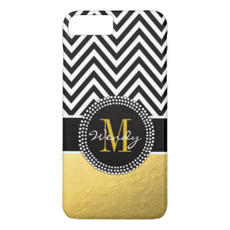 Coque Case-Mate iPhone Noir Chevron de feuille d'or de Faux décoré d'un