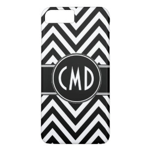 COQUES POUR iPhone NOIR CHEVRON MOTIF VOS INITIALES MONOGRAMMES