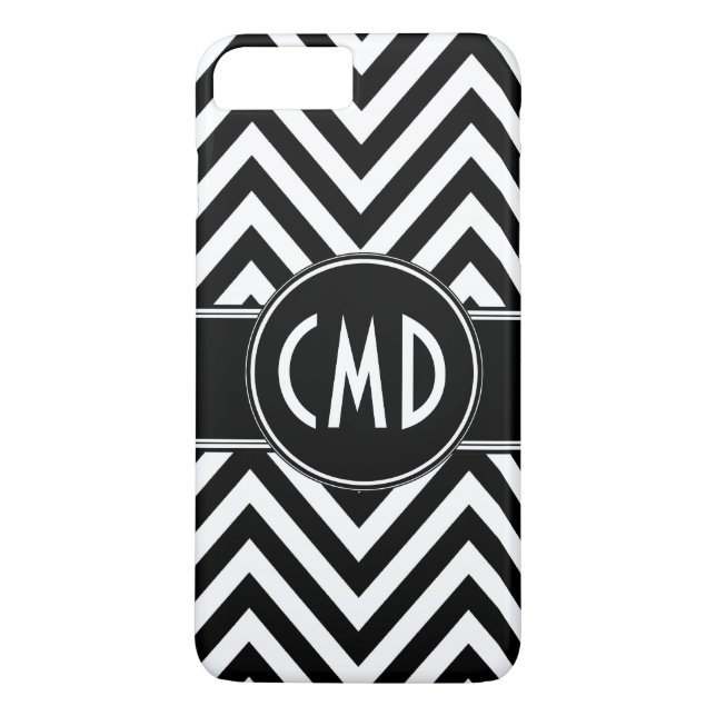 COQUES Case-Mate iPhone NOIR CHEVRON MOTIF VOS INITIALES MONOGRAMMES (Dos)