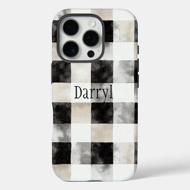 Coques Case-Mate iPhone Noir Chic Crème Plaid Noël (Verso)