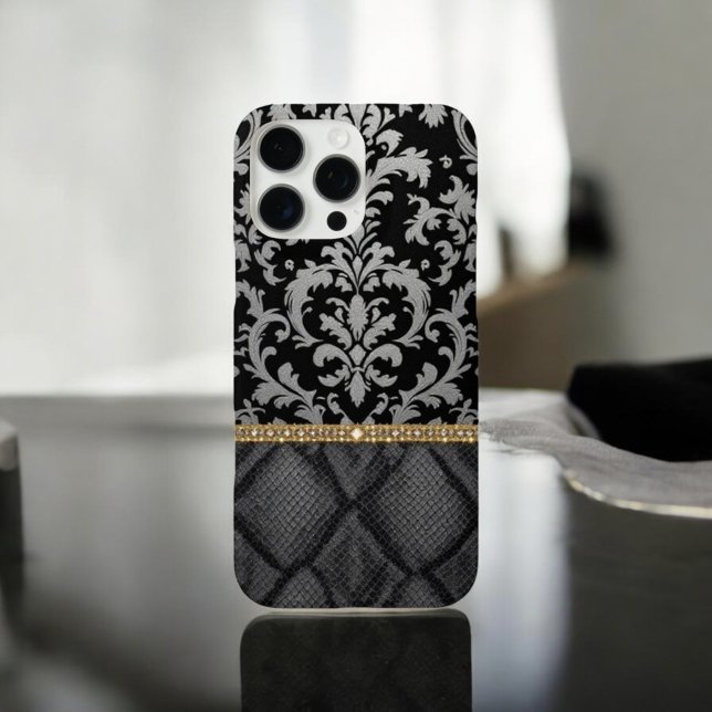 Coques Case-Mate iPhone noir classique Damask Luxe (Créateur téléchargé)
