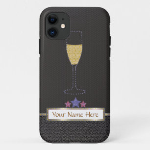 Coques Pour iPhone Noir de chapiteau et de champagne "à peine là "