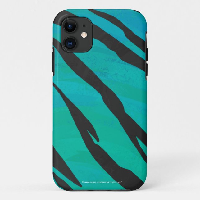 Coques Case-Mate iPhone Noir de tigre et copie turquoise (Dos)