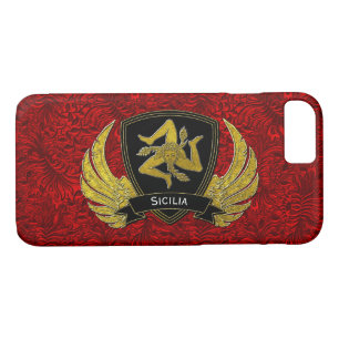 Coques Pour iPhone Noir de Trinacria et rouge siciliens d'or