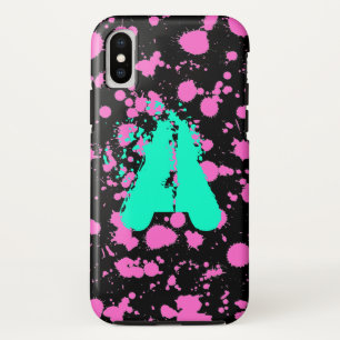 Coque iPhone X Noir décoré d'un monogramme et art de peinture