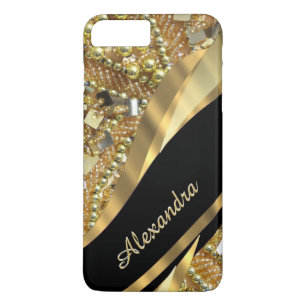Coque Case-Mate Pour iPhone Noir élégant chic personnalisé et or bling