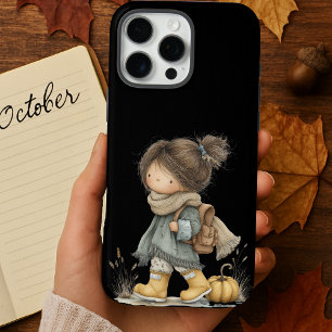 Coque iPhone 16 Pro Max Noir esthétique Cosy Boho Automne Petite fille Coq