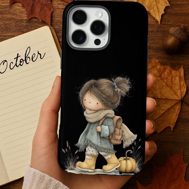 Coques Case-Mate iPhone Noir esthétique Cosy Boho Automne Petite fille Coq (Créateur téléchargé)