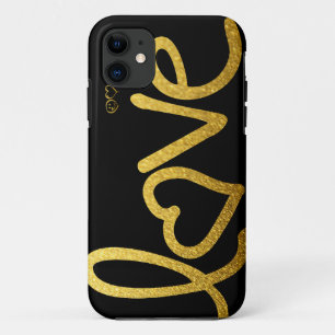 Coques Pour iPhone Noir et amour d'or