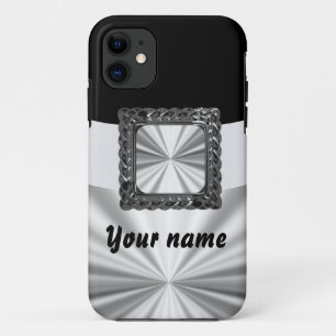 Coque iPhone 11 Noir et argent personnalisable