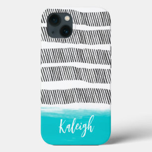 Case-Mate iPhone Case noir et blanc audacieux et design motif turquoise