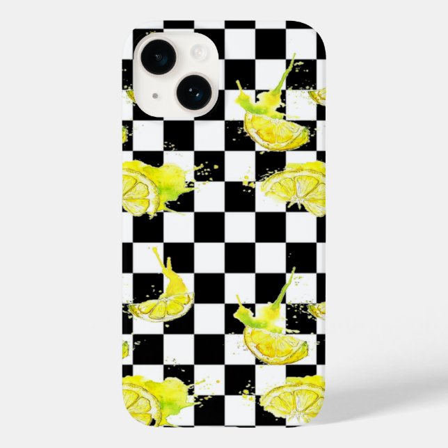 Coques Case-Mate iPhone Noir et blanc avec citrons (Verso)