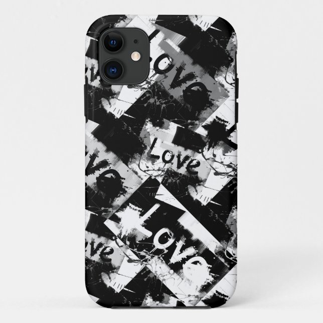 Coques Case-Mate iPhone Noir et blanc avec des taches motif d'amour (Dos)