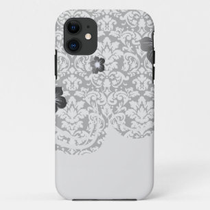 Coque Case-Mate Pour iPhone noir et blanc damassé fleurit