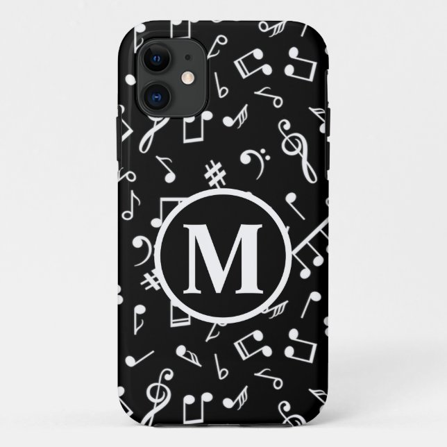 Coques Case-Mate iPhone Noir et blanc Monogram Music Note (Dos)