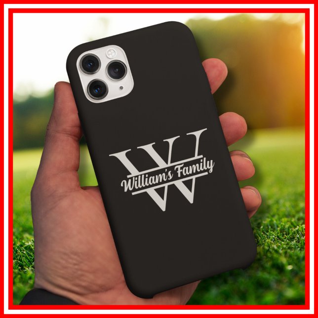 Coques Case-Mate iPhone Noir et Blanc | Monogramme de nom de famille simpl (Créateur téléchargé)