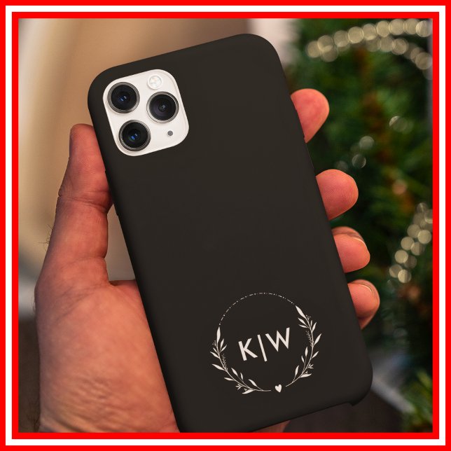 Coques Case-Mate iPhone Noir et Blanc | Monogramme d'initiales modernes (Black and White | Modern Initials Monogram Case-Mate iPhone Case)