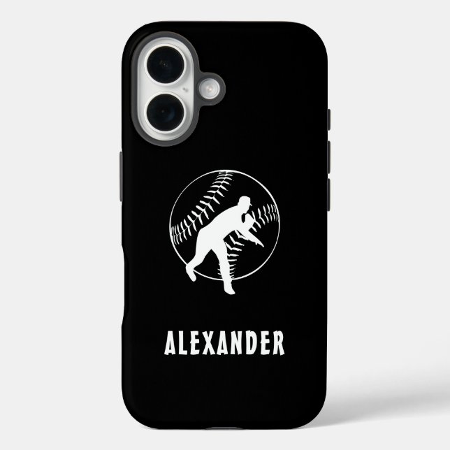Coques Case-Mate iPhone Noir Et Blanc Nom Homme Joueur De Baseball Pitcher (Verso)