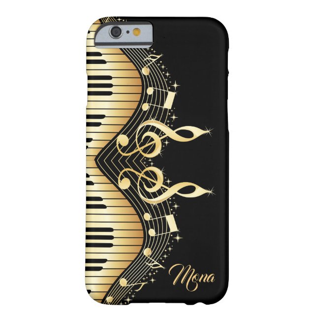 Coques Case-Mate iPhone Noir et conception abstraite de piano d'or (Dos)