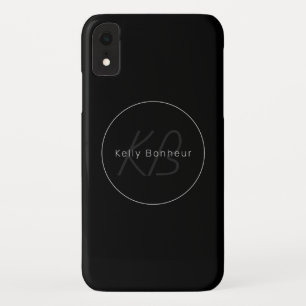 Case-Mate iPhone Case Noir et gris moderne   Nom et monogramme du Cool