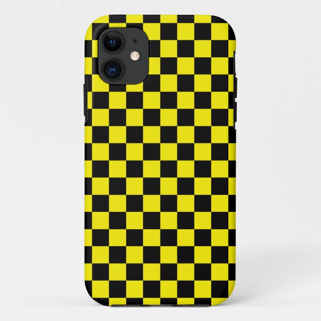 Coques Case-Mate iPhone Noir et jaune Checkered (Dos)