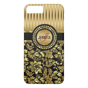 Case-Mate iPhone Case Noir Et Métallique Or Vintage Damas Florales