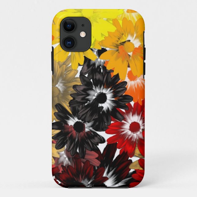 Coques Case-Mate iPhone Noir et orange floral (Dos)