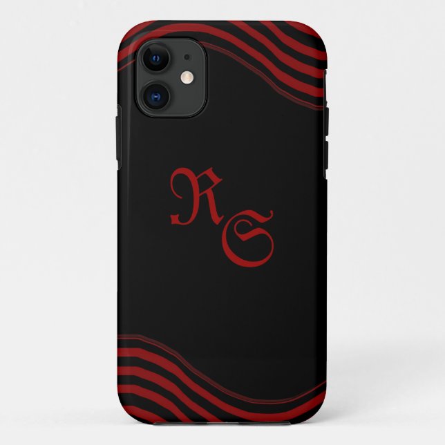 Coques Case-Mate iPhone Noir et rouge avec rayures (Dos)