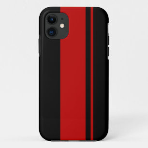 Coque iPhone 11 Noir et rouge emballant des rayures - voiture de
