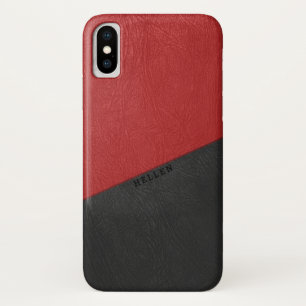 Case-Mate iPhone Case Noir et rouge en cuir vintage géométrique
