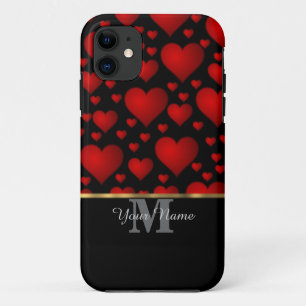 Coque Case-Mate Pour iPhone Noir et rouge monogramme amour coeur motif