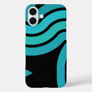 Coque Pour iPhone 16 Plus Noir et Turquois