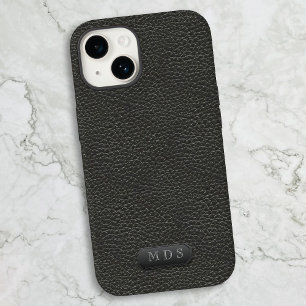 Coque Case-Mate iPhone Noir Faux cuir look classique Monogramme