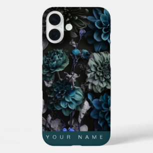Coque Pour iPhone 16 Plus Noir Garden Turquoise