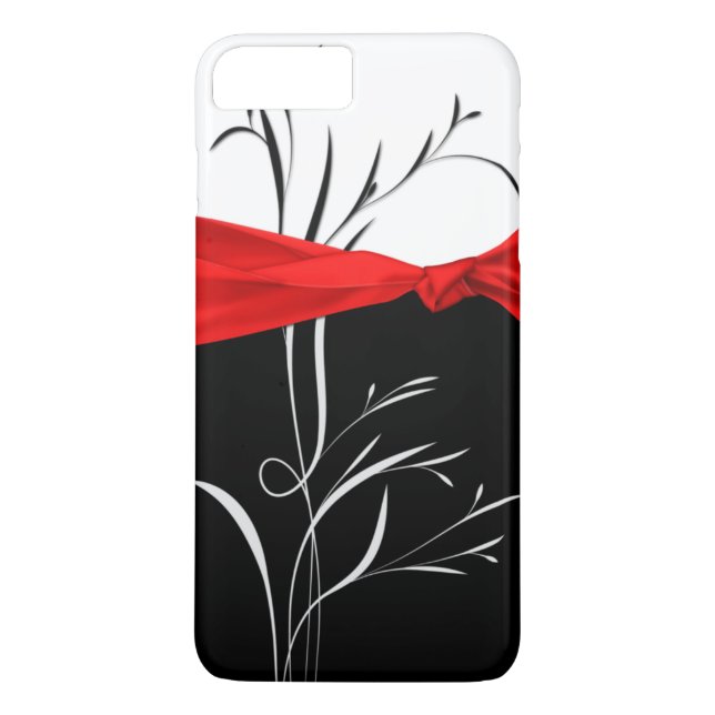 Coques Case-Mate iPhone Noir Girly, blanc tourbillonne ruban rouge (Dos)